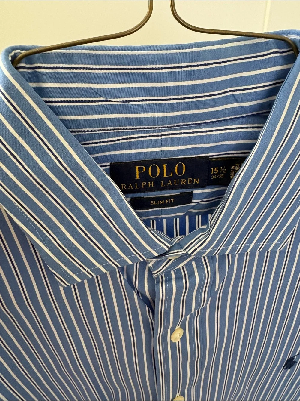 Polo Ralph Lauren Blue Striped Slim Fit Shirt 15.5 M